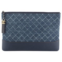 Chanel Gabrielle O Case Clutch Printed Denim Large