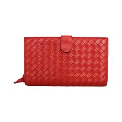 Bottega Veneta Red Woven Leather Wallet 1