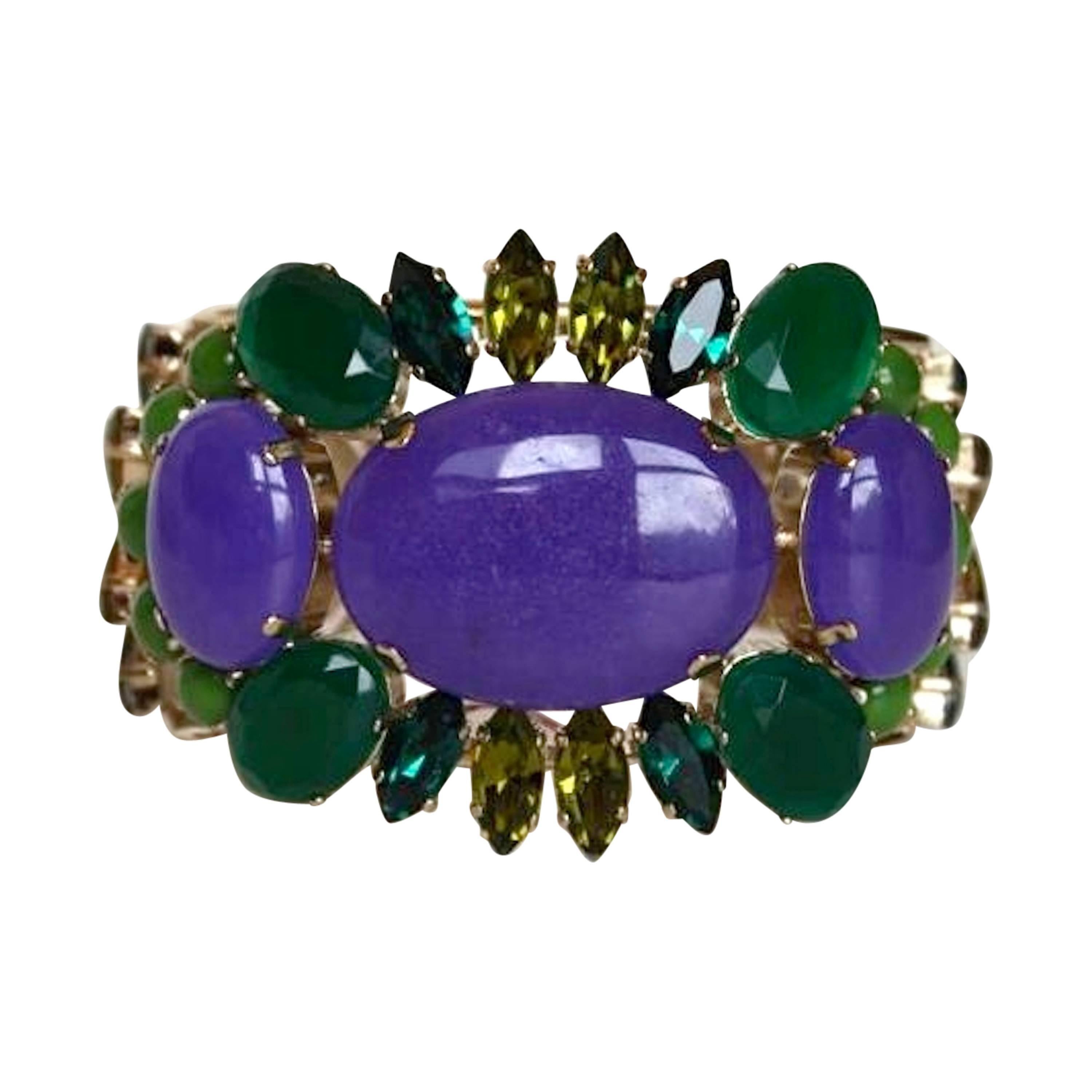 Philippe Ferrandis Purple and Green Cuff Bracelet