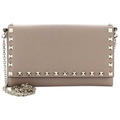 Valentino Rockstud Wallet On Chain Leather