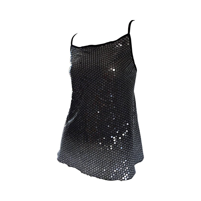 Rozae Nichols Charcoal Gray Ombre Sequins A - Line Silk Trapeze Top ...