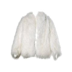 Vintage White Shaggy Tibetan Lamb Fur Jacket