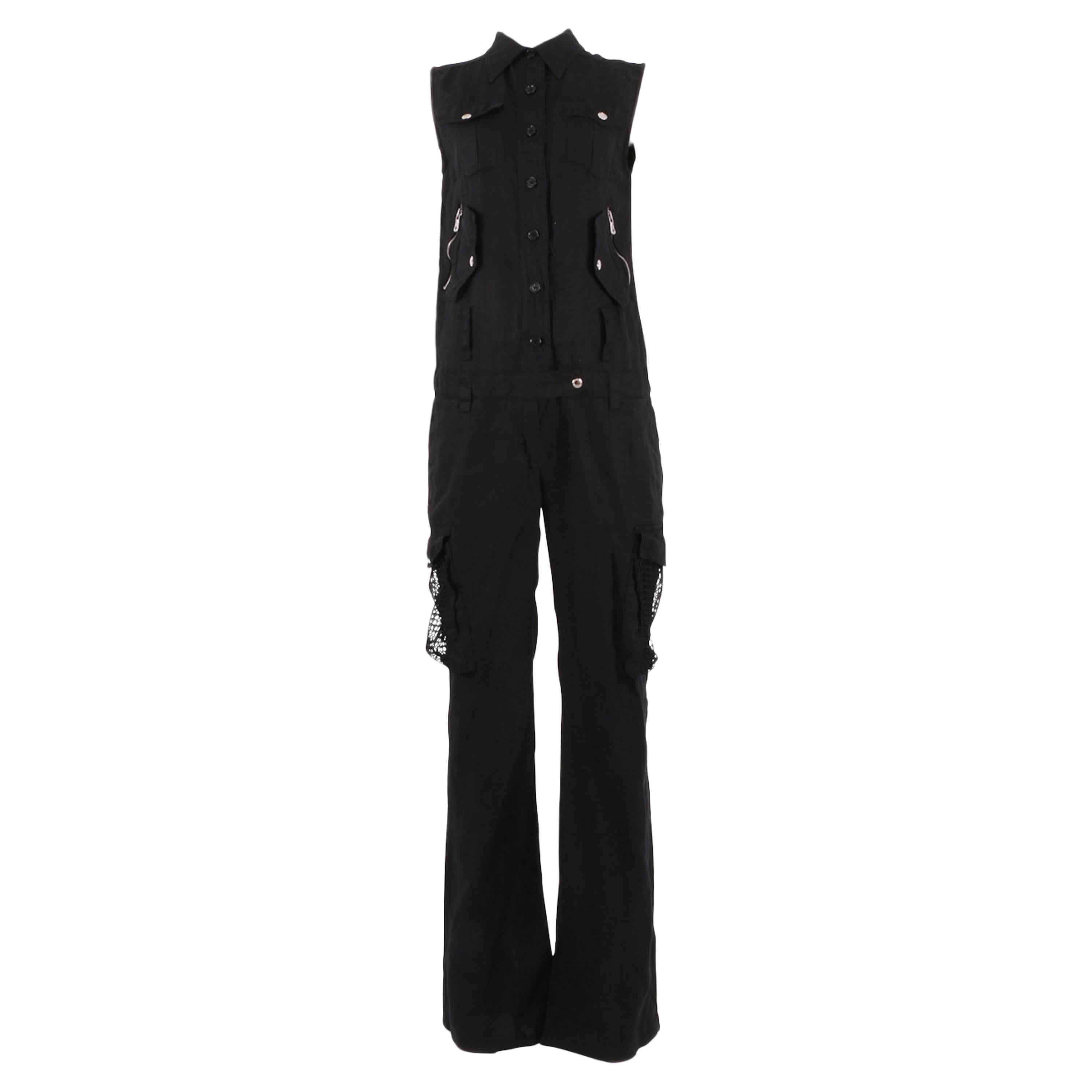 Dolce and Gabbana Black Linen Jumpsuit For Sale