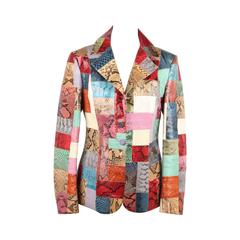 ROBERTO CAVALLI Multicolor PATCHWORK Snakeskin Leather BLAZER Jacket Sz S 2