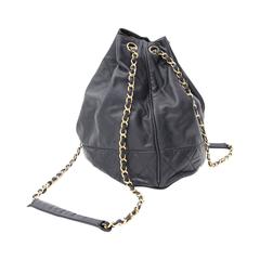 Chanel Black Bucket Drawstring Bag