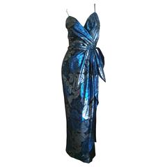 1970's French Silk Jacquard Wrap Dress