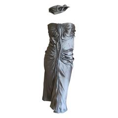 Yves Saint Laurent by Tom Ford Shimmery Silver Silk Dress Yves Saint Laurent by Tom Ford Shimmery Silver Silk Dress