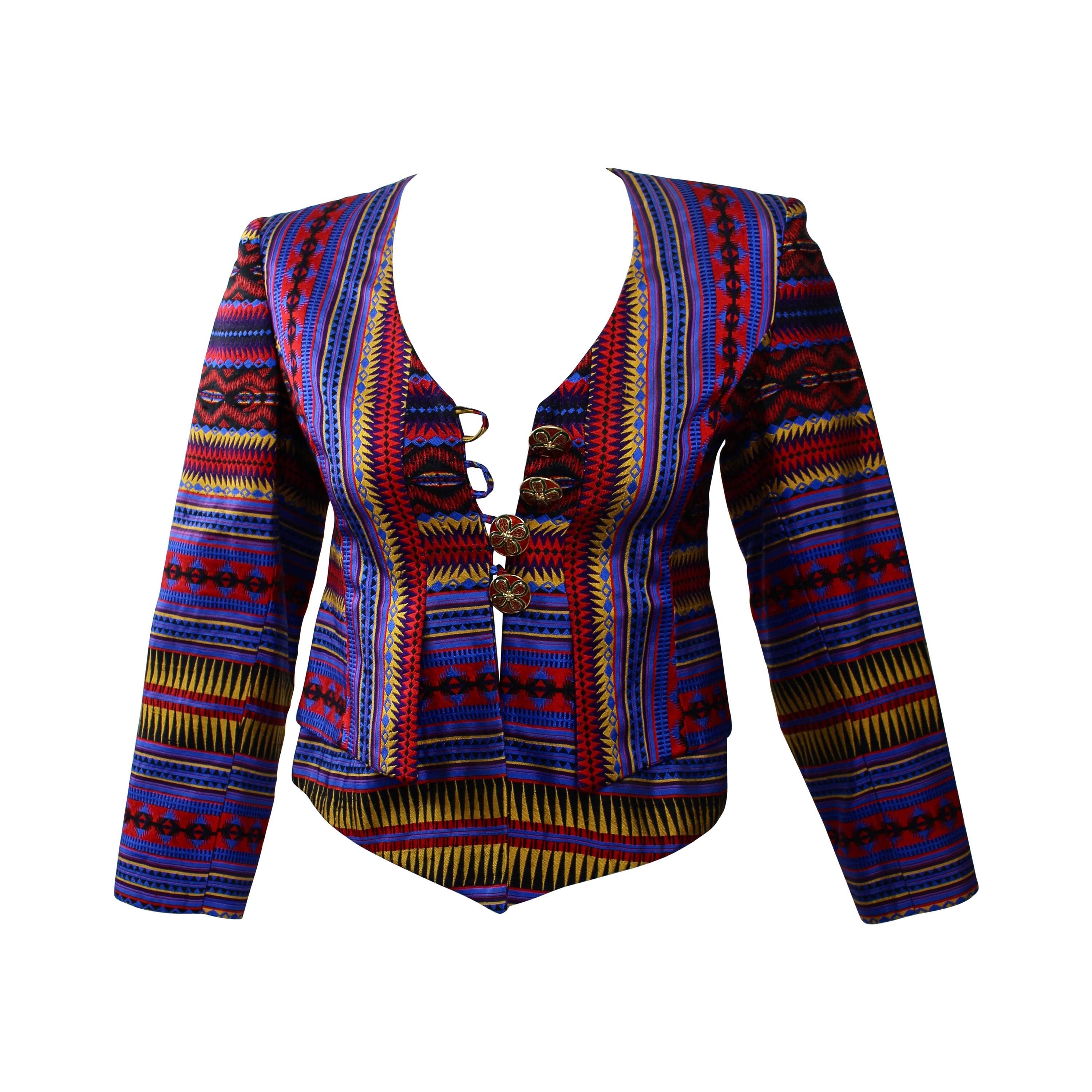 Christian Lacroix Colorful Jacket w/ Enamel Buttons For Sale