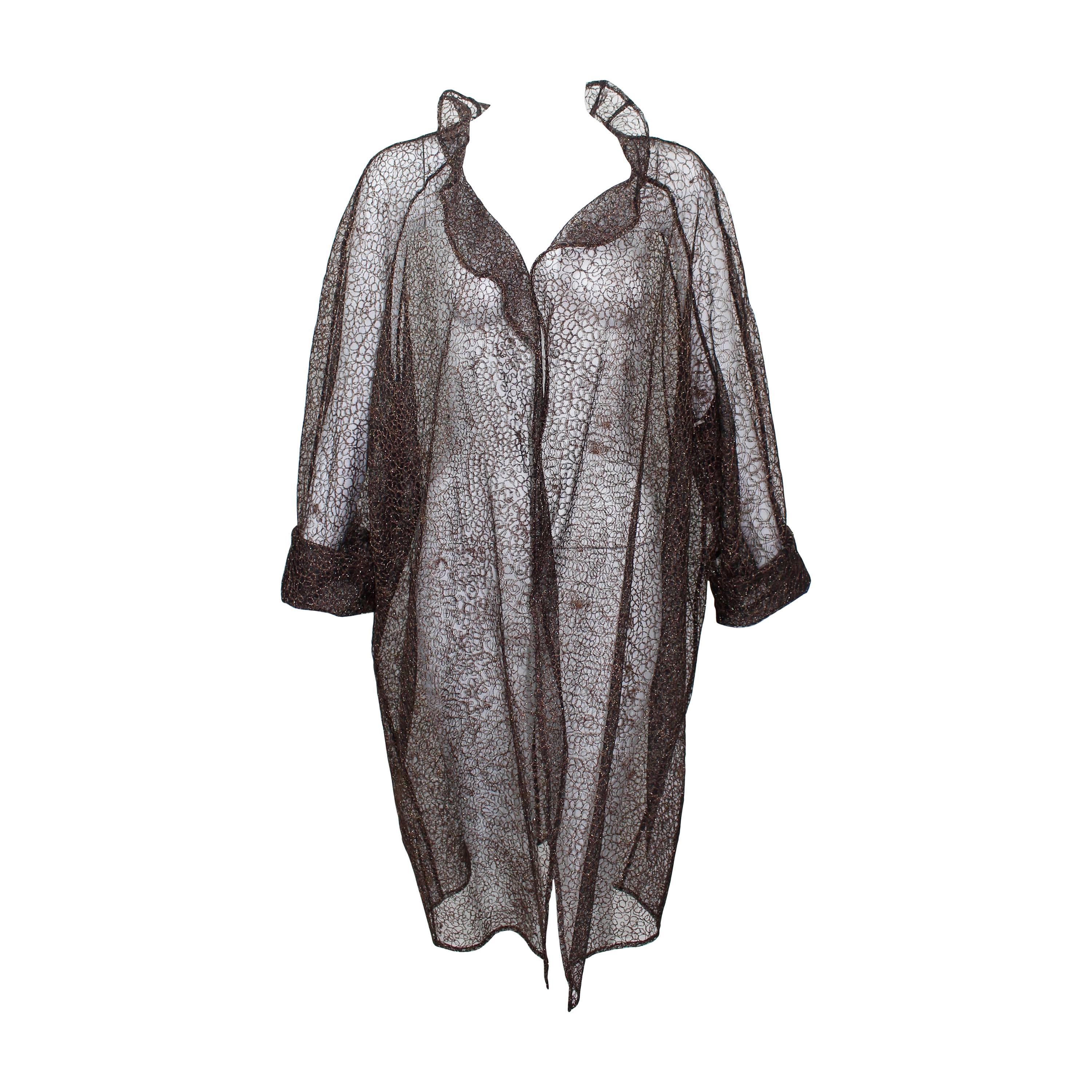 Christian Lacroix Sheer Copper Metallic Lace Jacket/ Duster