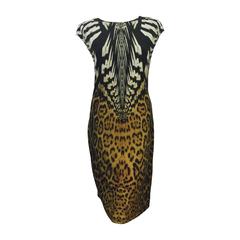 Roberto Cavalli Call of the Wild Wool Blend Sheath With Cap Sleeves