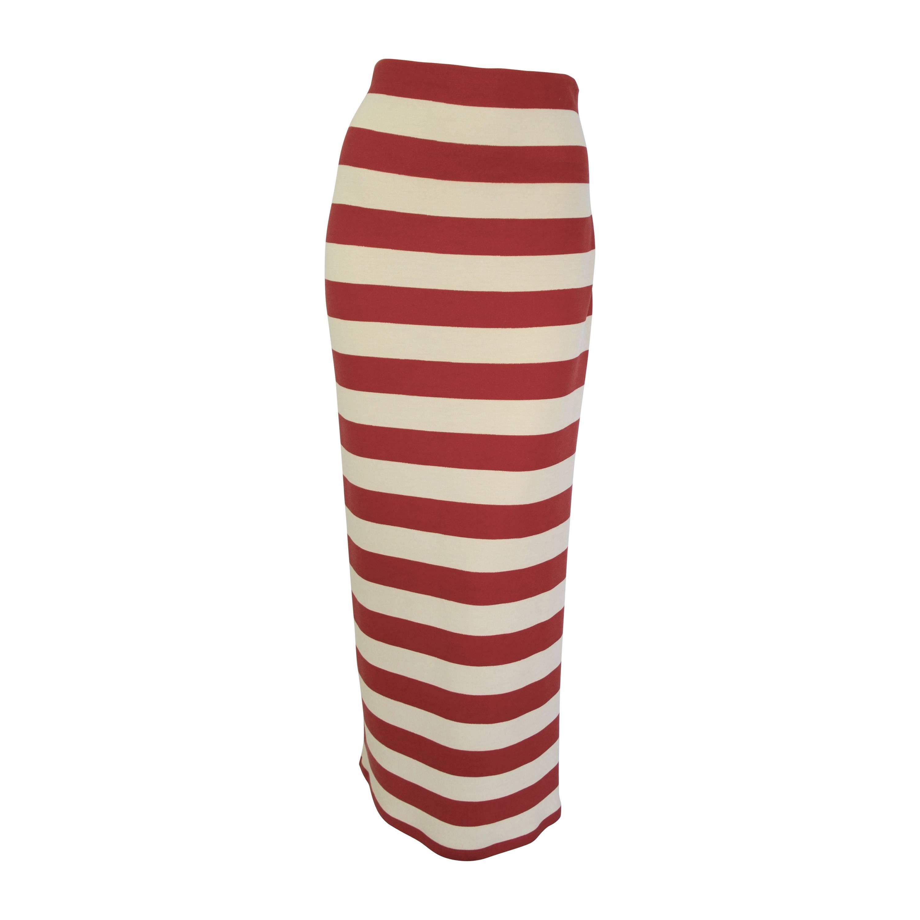 Gianni Versace Istante Nautical Striped Skirt Fall 1993 For Sale