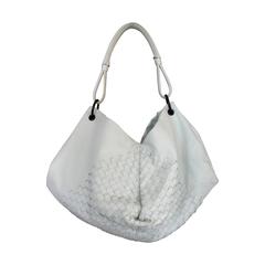 Bottega Veneta White Woven Leather Shoulder Bag 