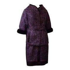 Luxurious J.Mendel Boucle Dress and Mink Trimmed Jacket (US 4)