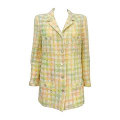 Chanel 1996 Spring Pastel Wool Blend Tweed Jacket  