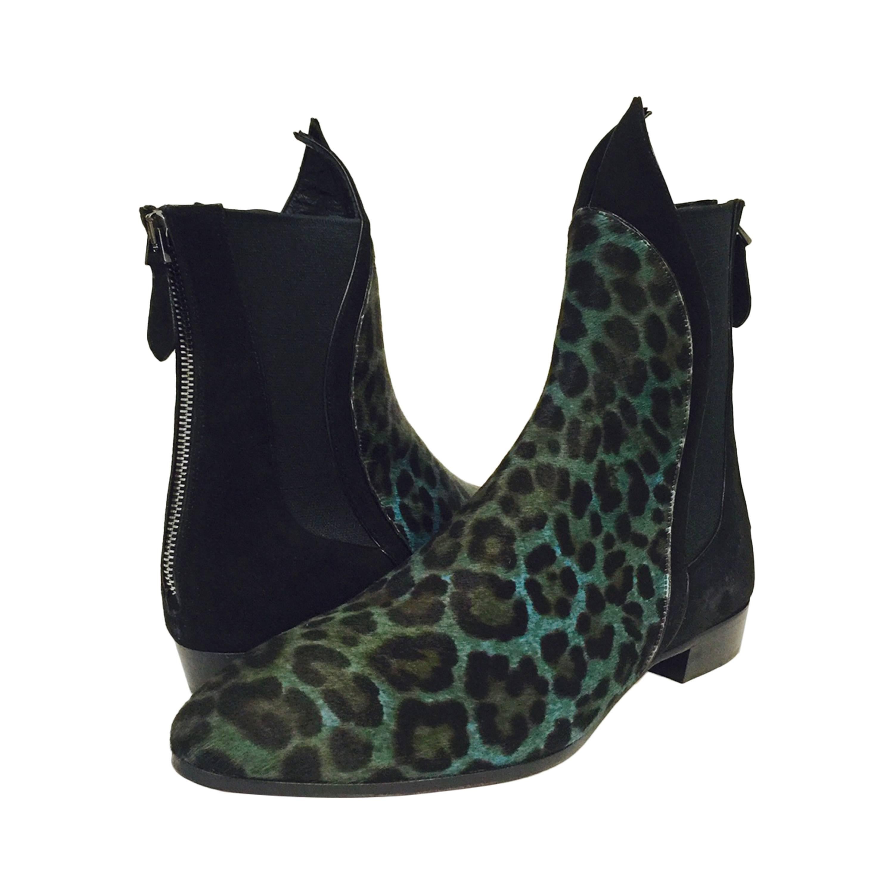 New Alaia Paris Gypsy Leopard Print Calf Hair and Suede Boots  For Sale