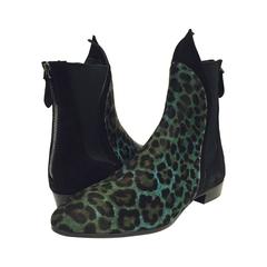 New Alaia Paris Gypsy Leopard Print Calf Hair and Suede Boots 