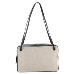 Celine Side Lock Bag Canvas with Leather Medium