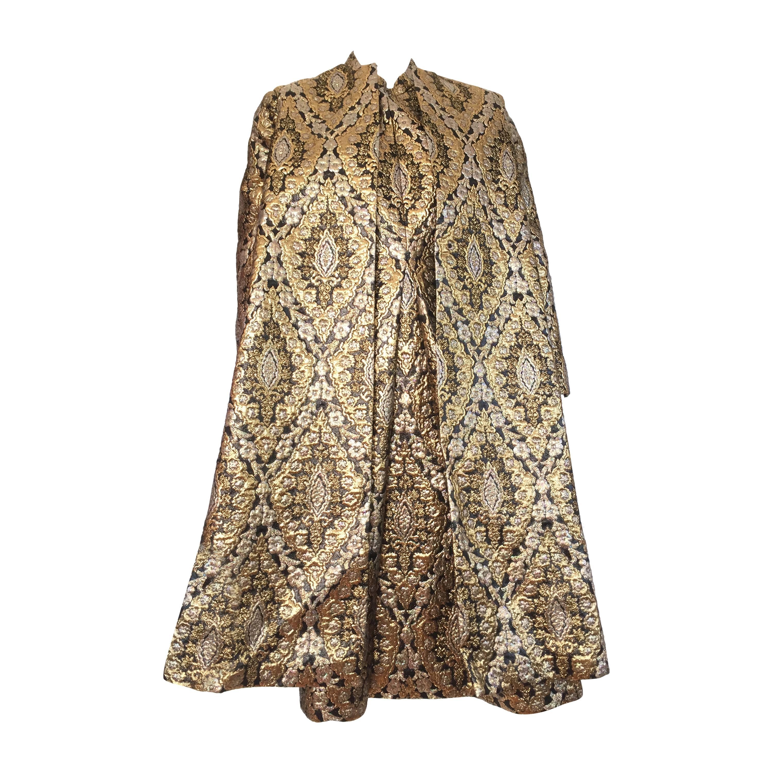 Richard Tam 1961 Silk Brocade Evening Dress & Coat Size 12 / 14.