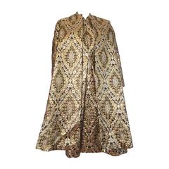 Vintage Richard Tam 1961 Silk Brocade Evening Dress & Coat Size 12 / 14.