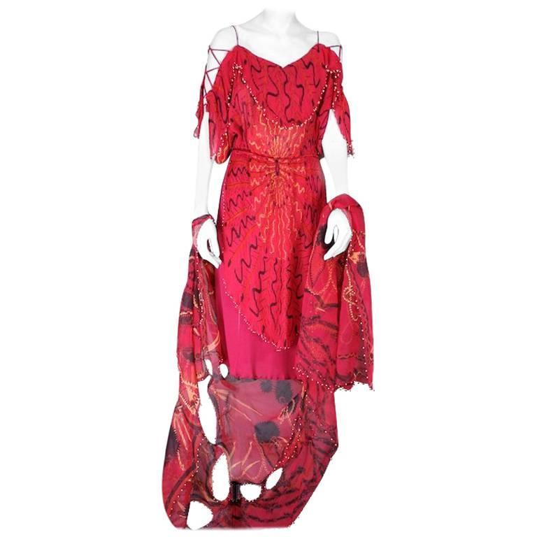 Zandra Rhodes Glamour Punk Gown, Safety Pins and Diamonds For Sale