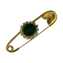 Antique Chanel Emerald Cabochon Kilt Pin Brooch