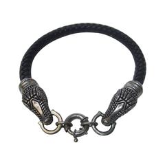 Sleek Braided Leather Alligator Head Choker Necklace 11