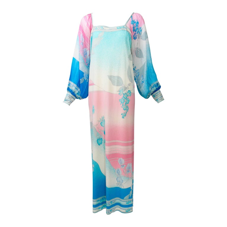 1970s Silk Chiffon & Jersey Leonard Maxi