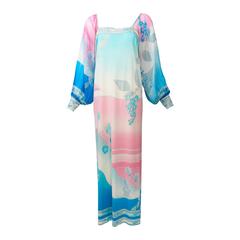 1970s Leonard Paris Silk Chiffon & Jersey Maxi Dress 7