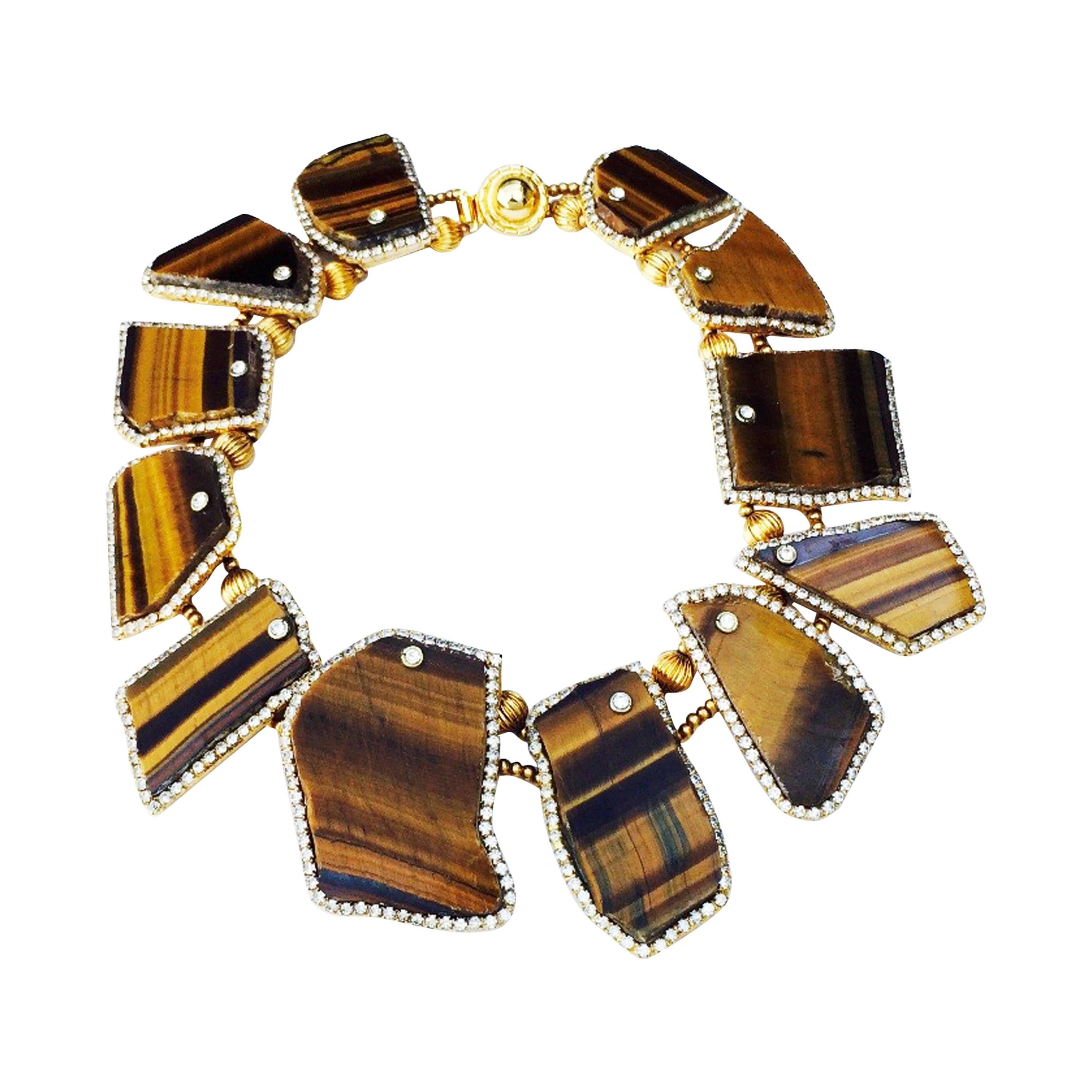 Rare William de Lillo Tiger's Eye Gem Collar 1973