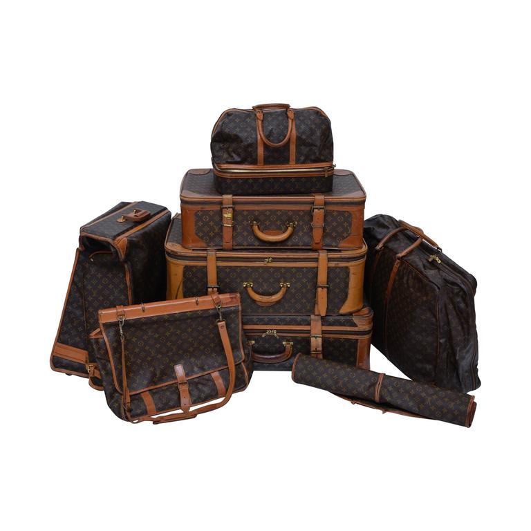 Louis Vuitton 8 Piece Traveling Luggage 1970&#39;s - 1990&#39;s For Sale at 1stdibs