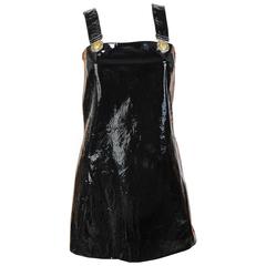 New Versace Versus Black Patent Leather Mini Dress 