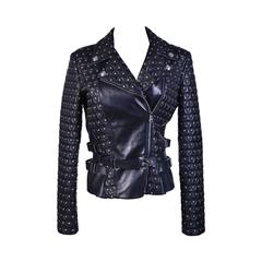 Versace Studded Black Leather Moto Jacket