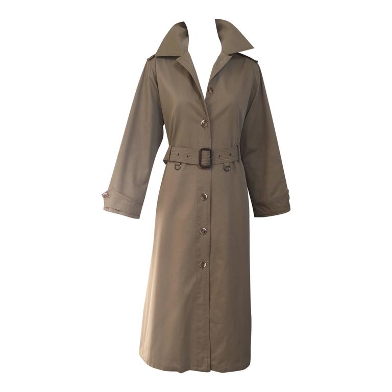 Vintage 1970s Saint Laurent YSL Khaki Trench Coat For Sale at 1stdibs