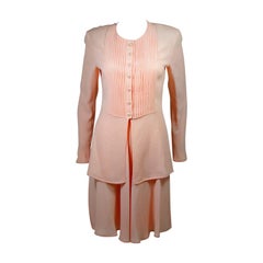 Valentino Pleated Pink Silk Skirt Ensemble Size 6 8 