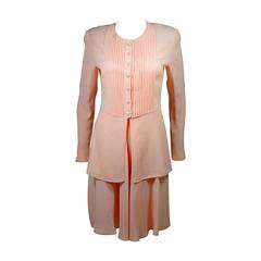 Valentino Pleated Pink Silk Skirt Ensemble Size 6 8 5