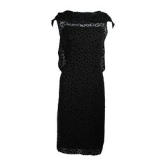 Jean Desses - Vestito da cocktail drappeggiato in chiffon e velluto nero - taglia piccola