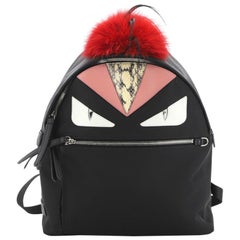 Fendi Monster Backpack Nylon with Leather and Fur Medium