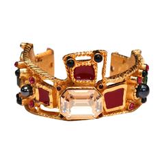 1990's Christian Lacroix Cuff with Gold Metal and Multicolor Crystals