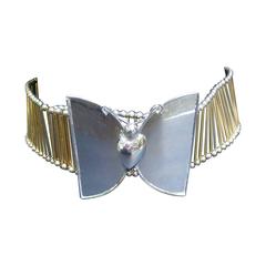 William De Lillo Massive Mixed Metal Butterfly Belt c 1968 1
