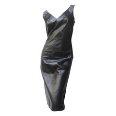 Christian Dior Paris Chic Black Leather Bondage Dress