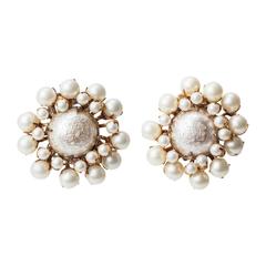 Retro Miriam Haskell Freshwater Pearl Earclips