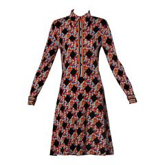 Mr. Dino Vintage 1970s Op Art Graphic Print Shirt Dress 1