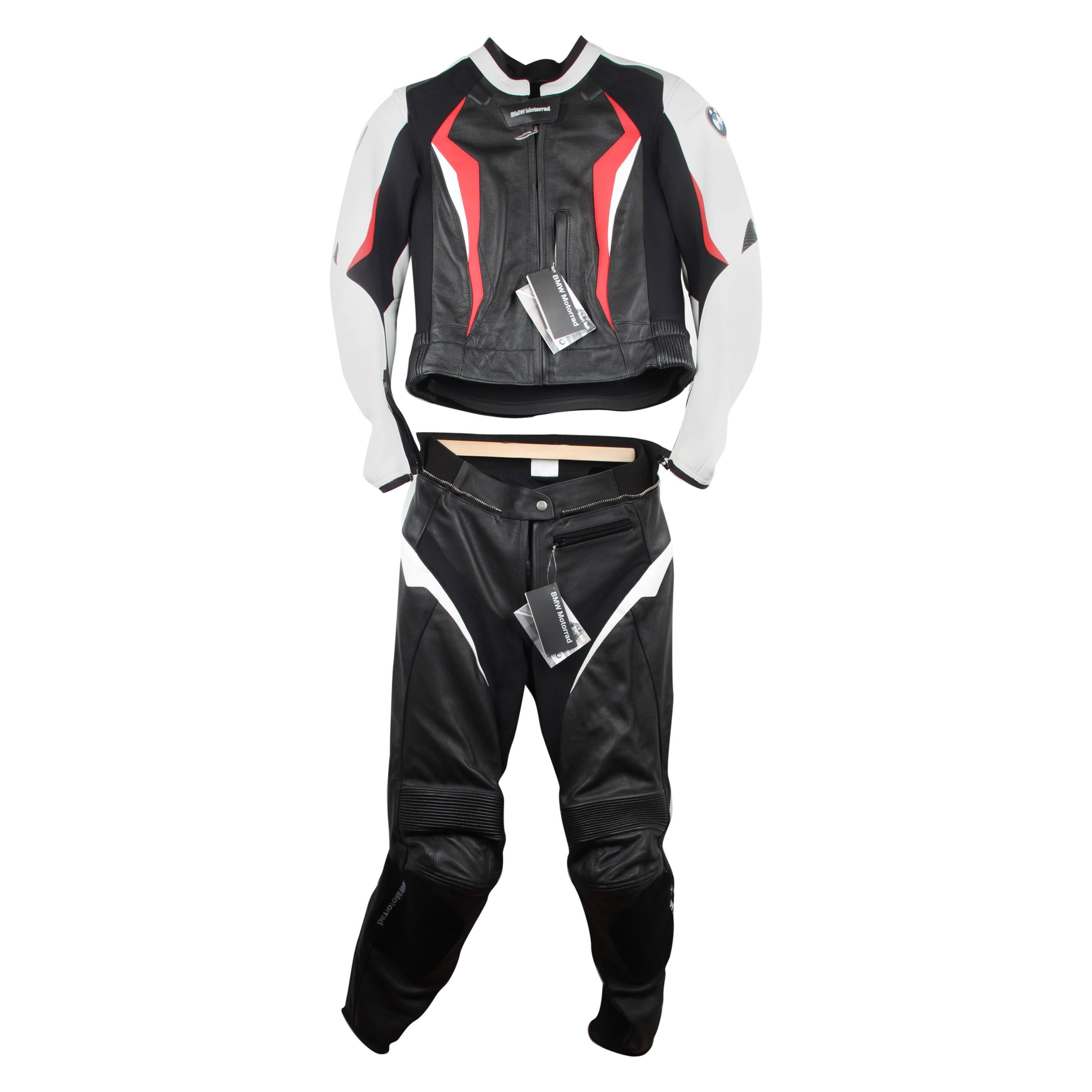 BMW MOTORRAD Leather LADIES  Black 
Red MOTORCYCLE SUIT Jacket 
Trousers Sz 40