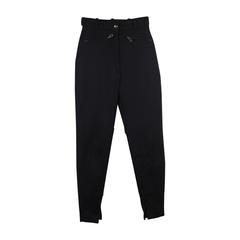 HERMES PARIS Vintage Black Wool EQUESTRIAN RIDING PANTS High Waist Sz 36 1
