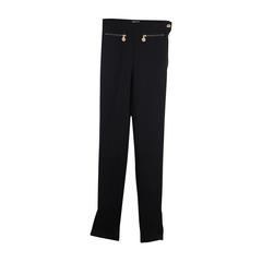 CHANEL Vintage Black Wool Blend HIGH WAIST Slim Fit TROUSERS Pants SIZE 36 FR 1