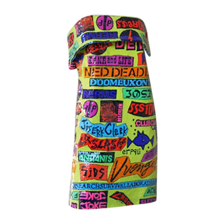 1988 Stephen Sprouse Rock Sticker Beaded Dress New Condition