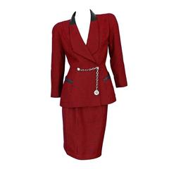 Thierry Mugler Vintage Houndstooth Wool Skirt Suit 1