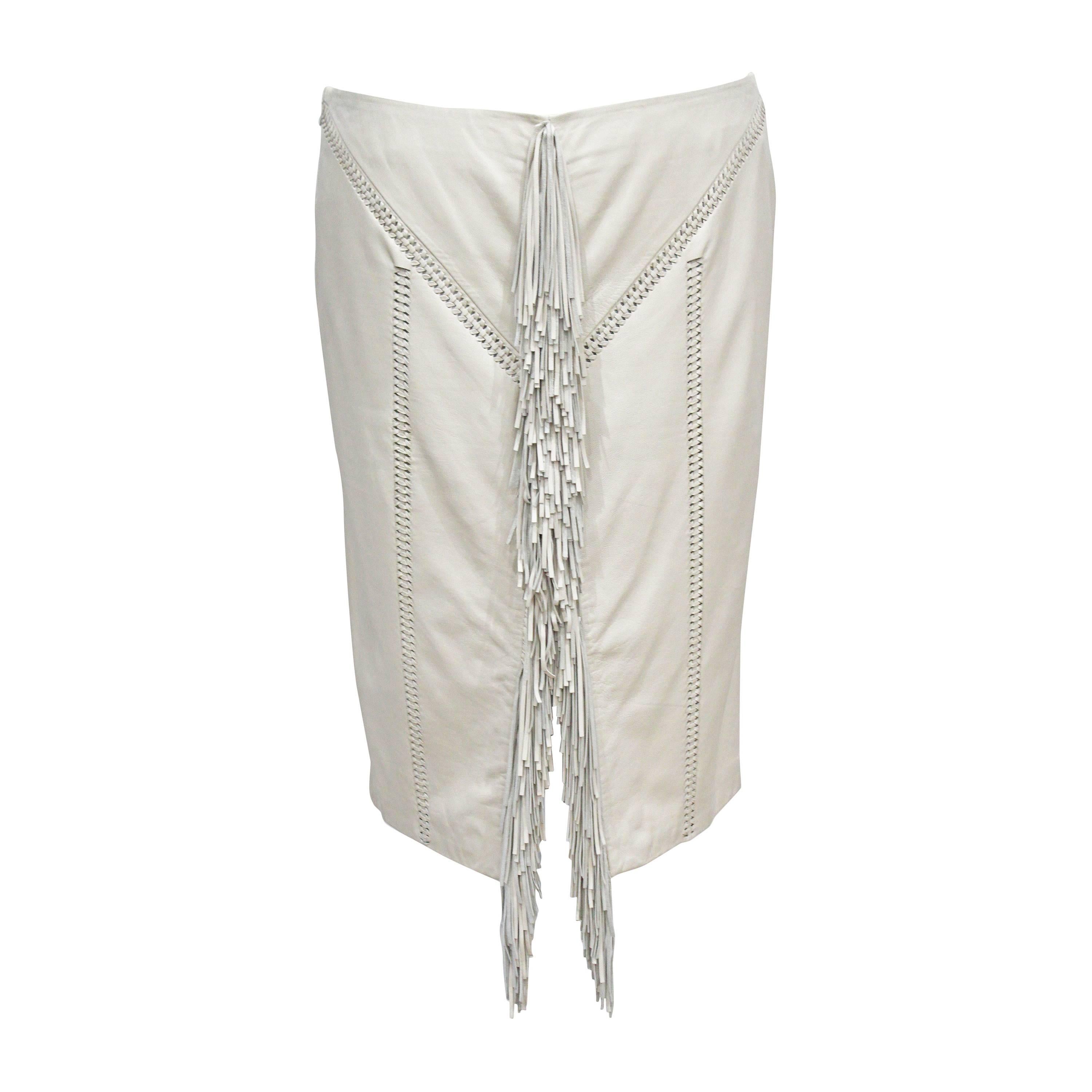 Important Gianni Versace Fringed Leather Pencil Skirt, Fall 1992