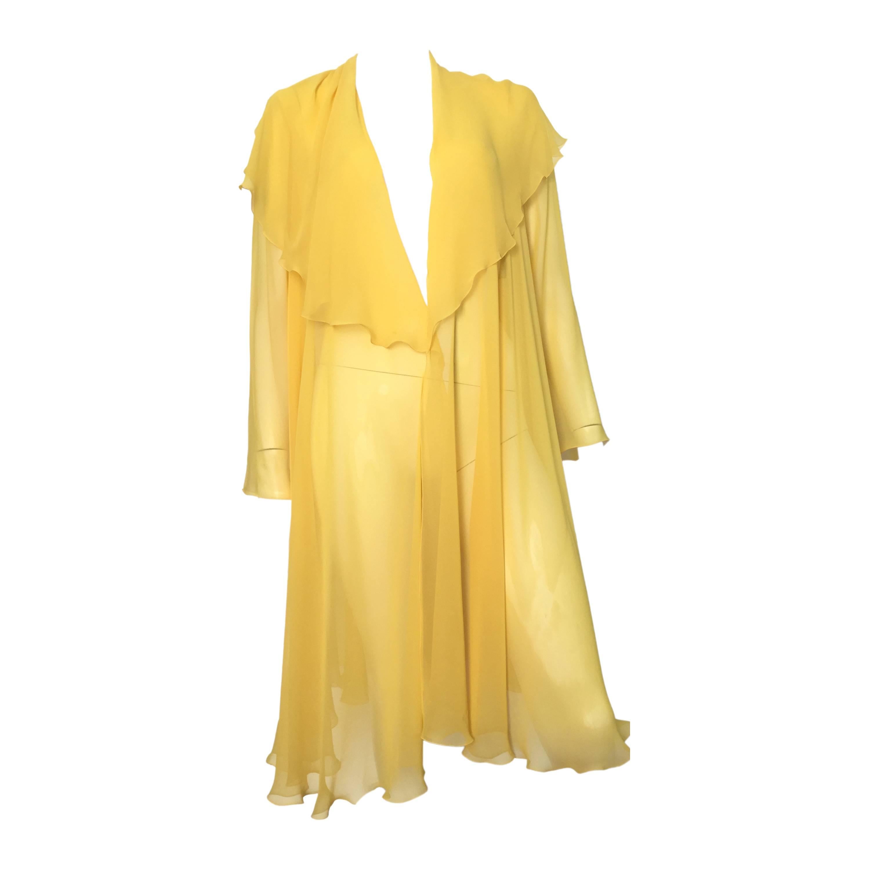Loris Azzaro Yellow Silk Sheer Jacket Size 2 / 4. For Sale