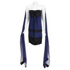 Used 1990 Chanel by Karl Lagerfeld Documented Runway Silk Strapless Dress w/ Shawl